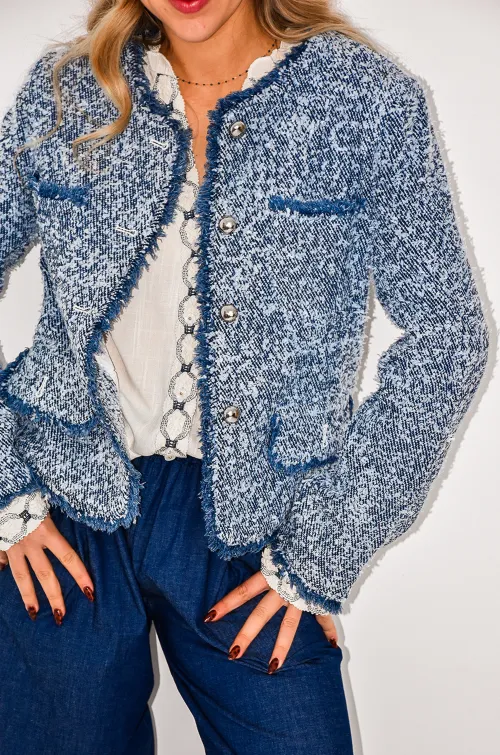 lai fashion TWEED BLEU VESTES FEMME