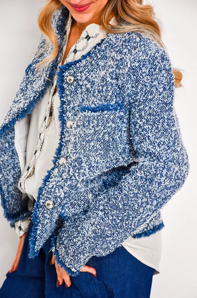 lai fashion TWEED BLEU VESTES FEMME