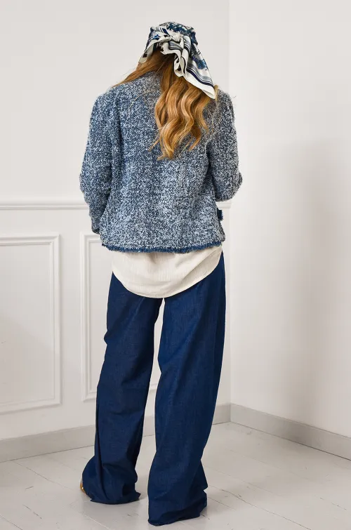 lai fashion TWEED BLEU VESTES FEMME