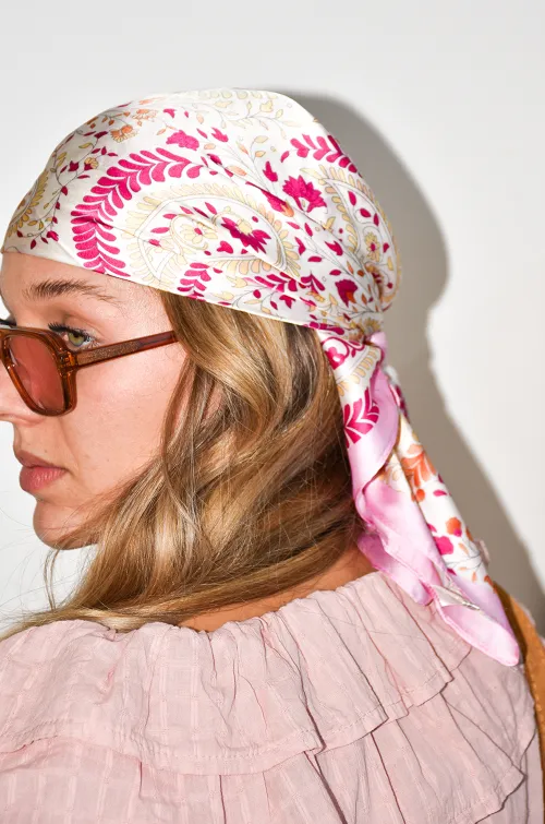 KESSLY FLEURS BLANC FOULARD