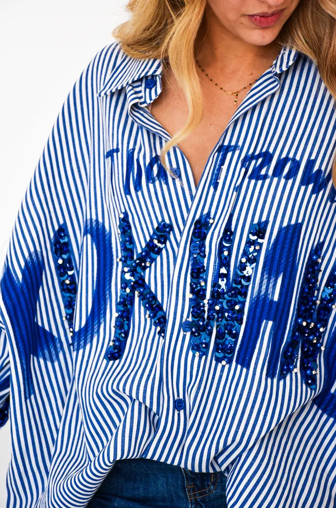 lai fashion STRASS BL/BLE CHEMISIER