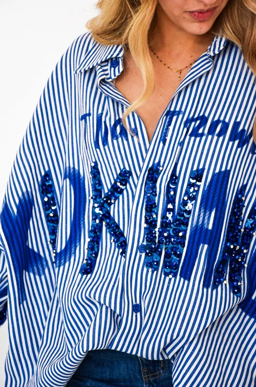 lai fashion STRASS BL/BLE CHEMISIER