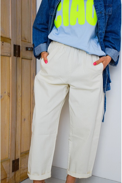 Pantalon Carotte Ecru MILOU Noho - 2 | BAS