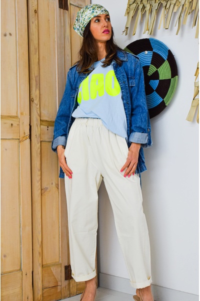 Pantalon Carotte Ecru MILOU Noho - 2 | BAS 2