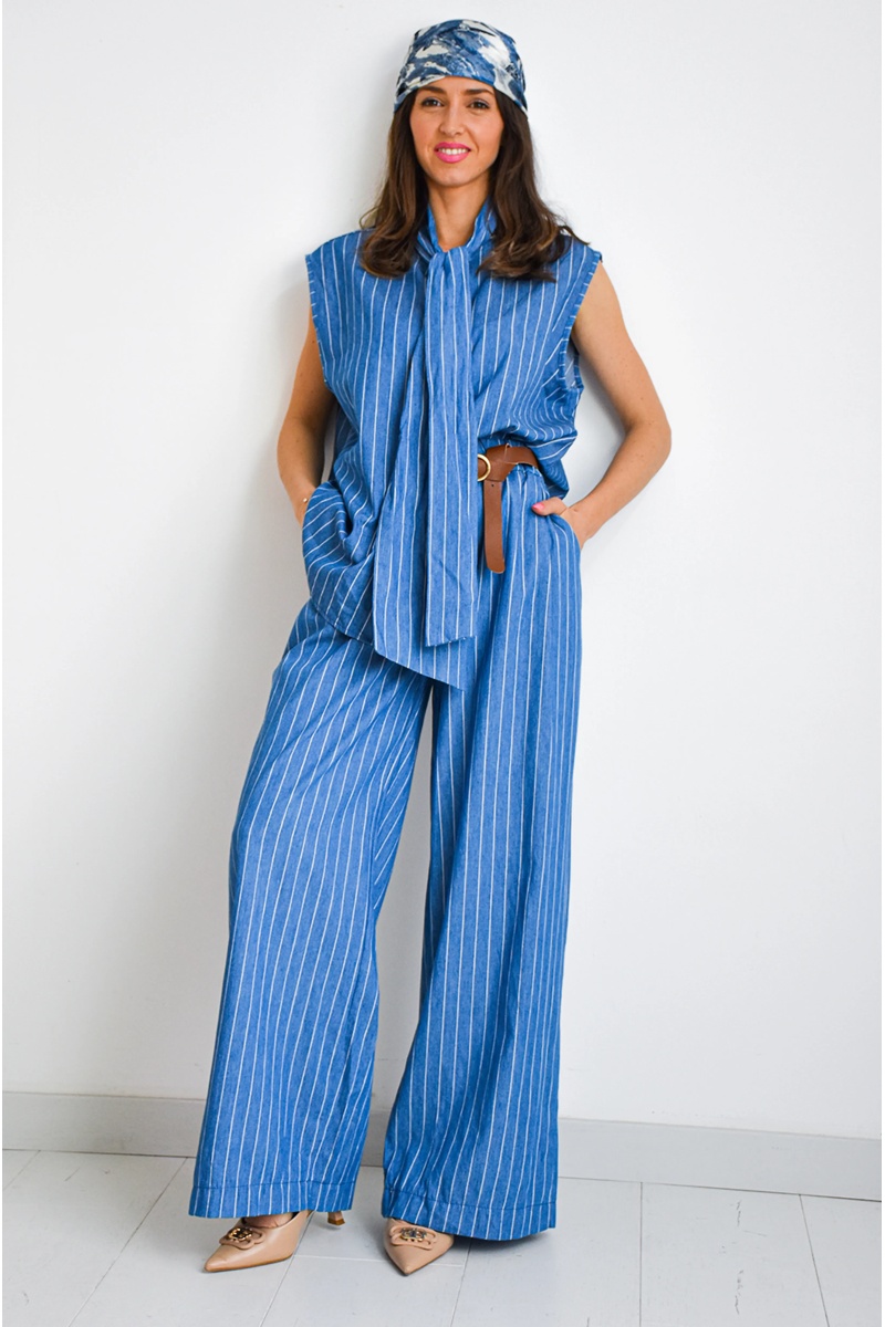SARL PINKA HABIT ET MOI RAYE BLEU CHEMISIER 2
