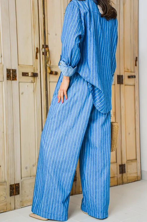 SARL PINKA HABIT ET MOI RAYE BLEU PANTALON FEMME