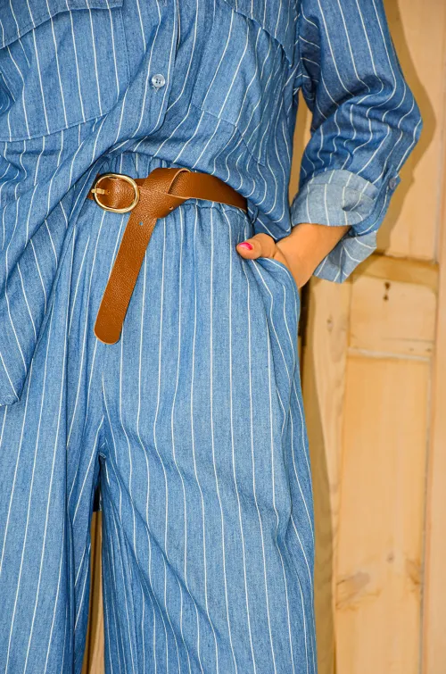 SARL PINKA HABIT ET MOI RAYE BLEU PANTALON FEMME