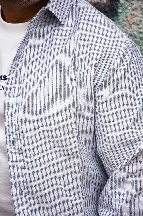 th moda 1970 RAYE BLEU CHEMISES ML HOMME