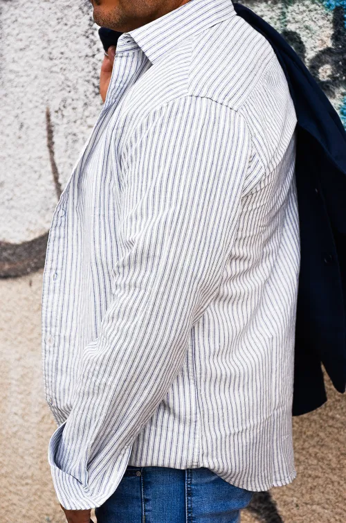 th moda 1970 RAYE BLEU CHEMISES ML HOMME