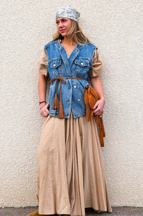 GIRLS AND BIJU SL IMPRI BLEU FOULARD