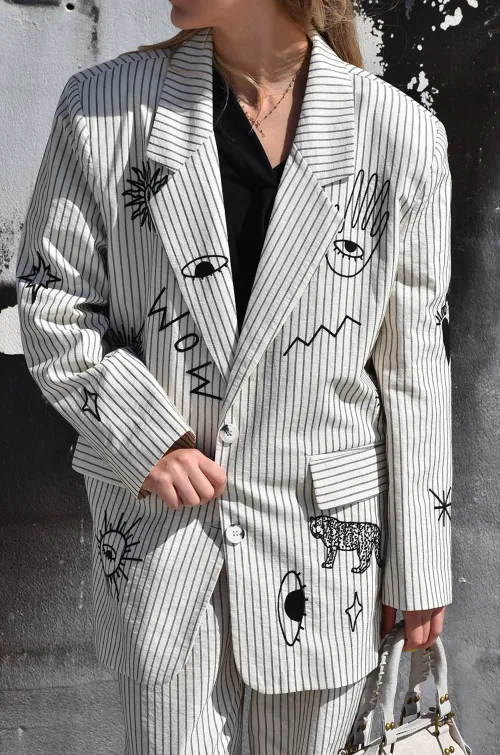 Blazer Brodé Ecru OLKER