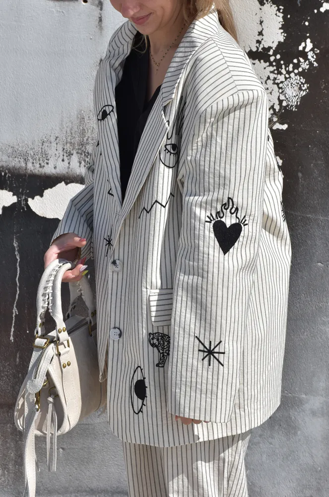 Blazer Brodé Ecru OLKER