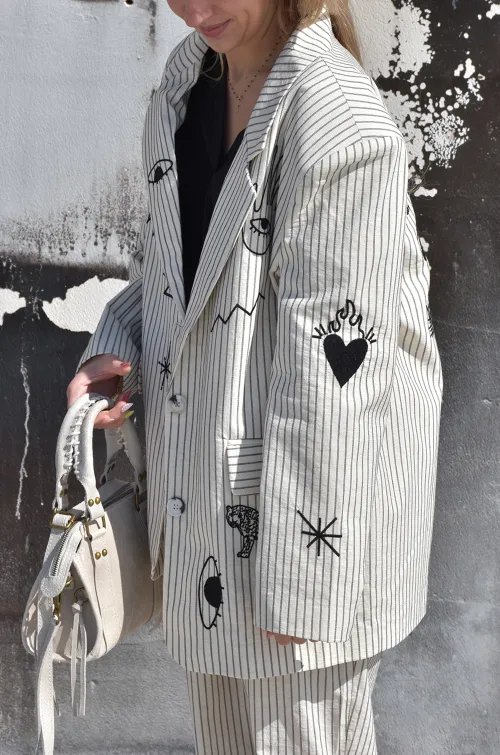 Blazer Brodé Ecru OLKER