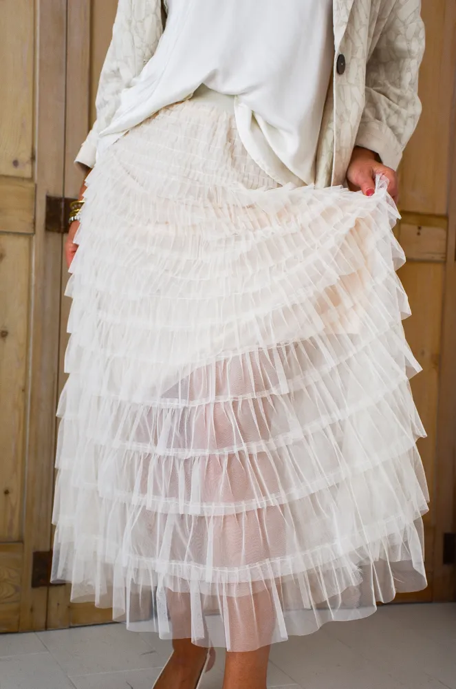 YELLOZ ROSE W TULLE ECRU JUPES FEMME