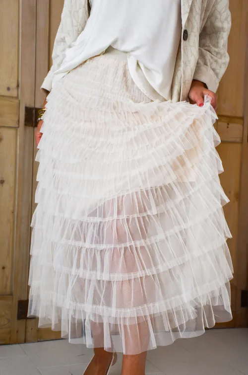 YELLOZ ROSE W TULLE ECRU JUPES FEMME