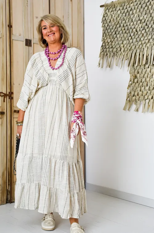 FUTUR FASHION ARGENT BEIGE ROBES FEMME