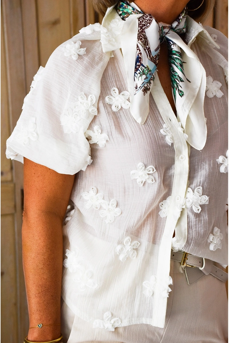 Chemisier Fleurs Ecru APRILIA 2