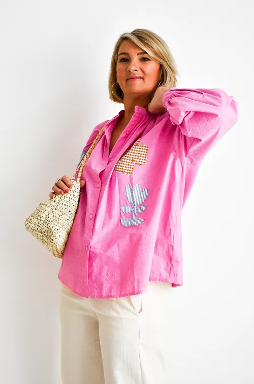 johanna toutoun FLEURS ROSE CHEMISIER