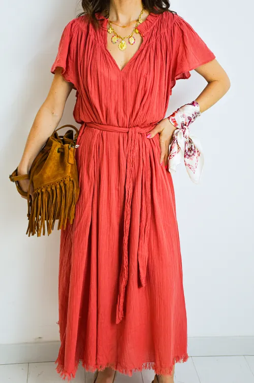 goa sea 75 FRANGE BRIQUE ROBES FEMME