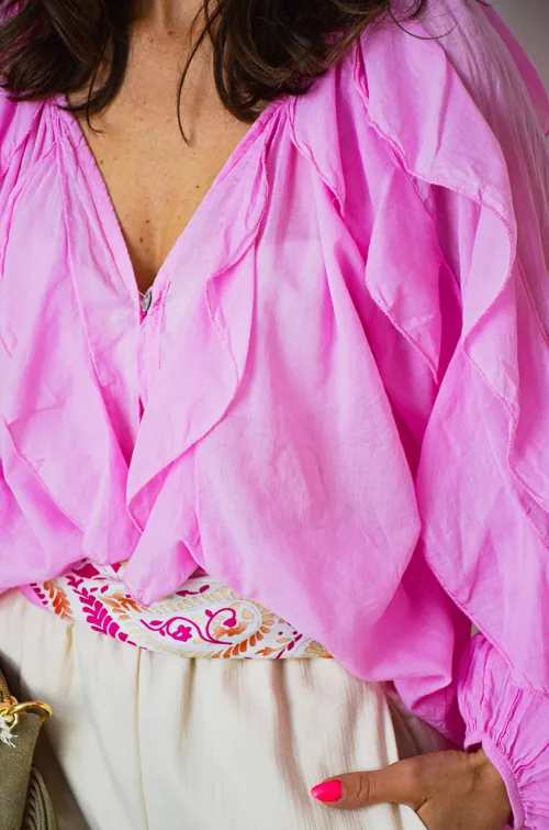 Chemisier Volants Rose LUCILE