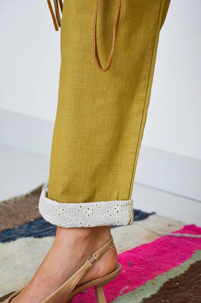 johanna toutoun BRODE CAMEL PANTALON FEMME