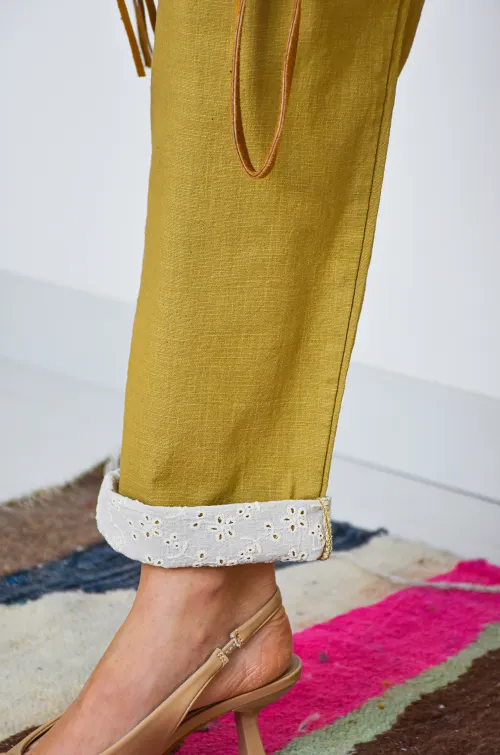 johanna toutoun BRODE CAMEL PANTALON FEMME