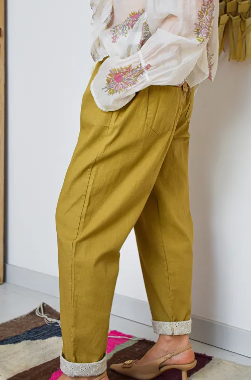 johanna toutoun BRODE CAMEL PANTALON FEMME