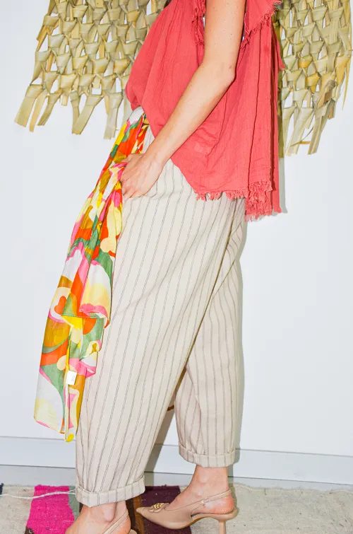 johanna toutoun RAYÉ CREME PANTALON FEMME