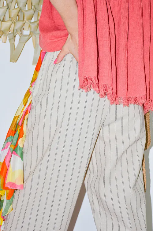 johanna toutoun RAYÉ CREME PANTALON FEMME
