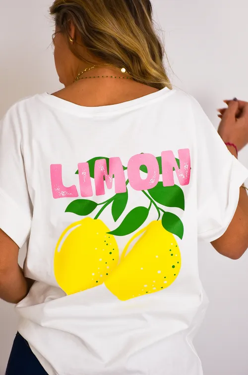 YELLOZ ROSE W CITRON BLANC T-SHIRT MC FEMME