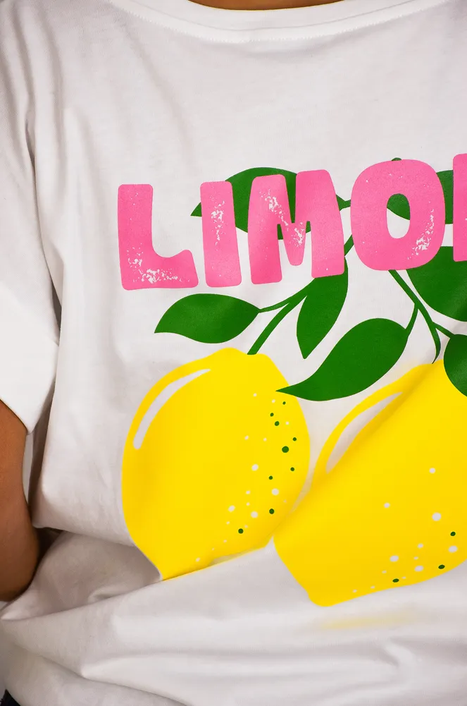YELLOZ ROSE W CITRON BLANC T-SHIRT MC FEMME