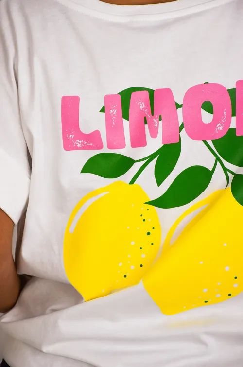 YELLOZ ROSE W CITRON BLANC T-SHIRT MC FEMME