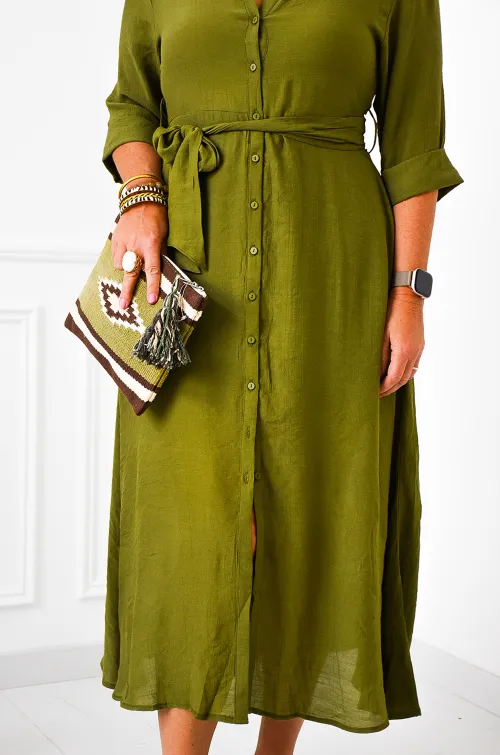 Robe Longue Kaki HELOISE
