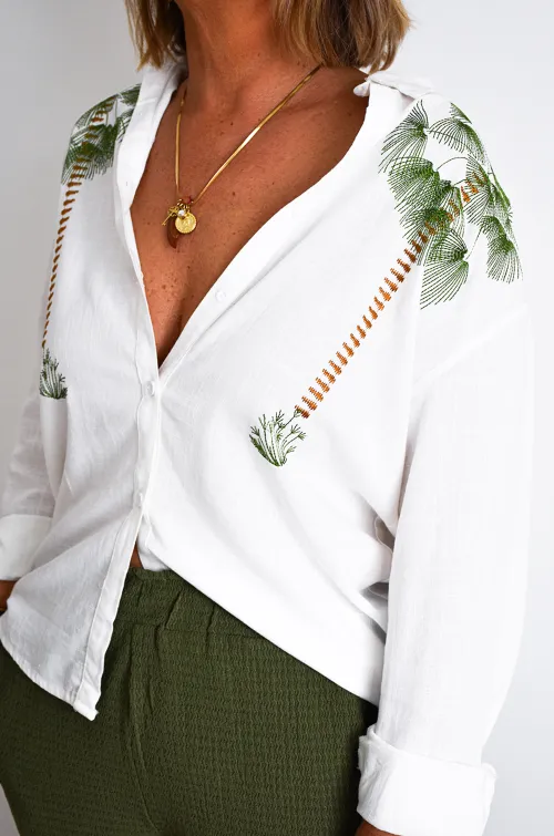 MISTY White Palm Tree Blouse