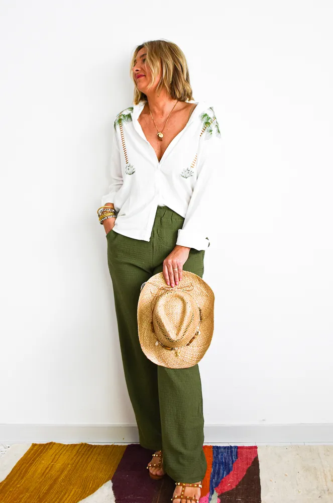 MISTY White Palm Tree Blouse