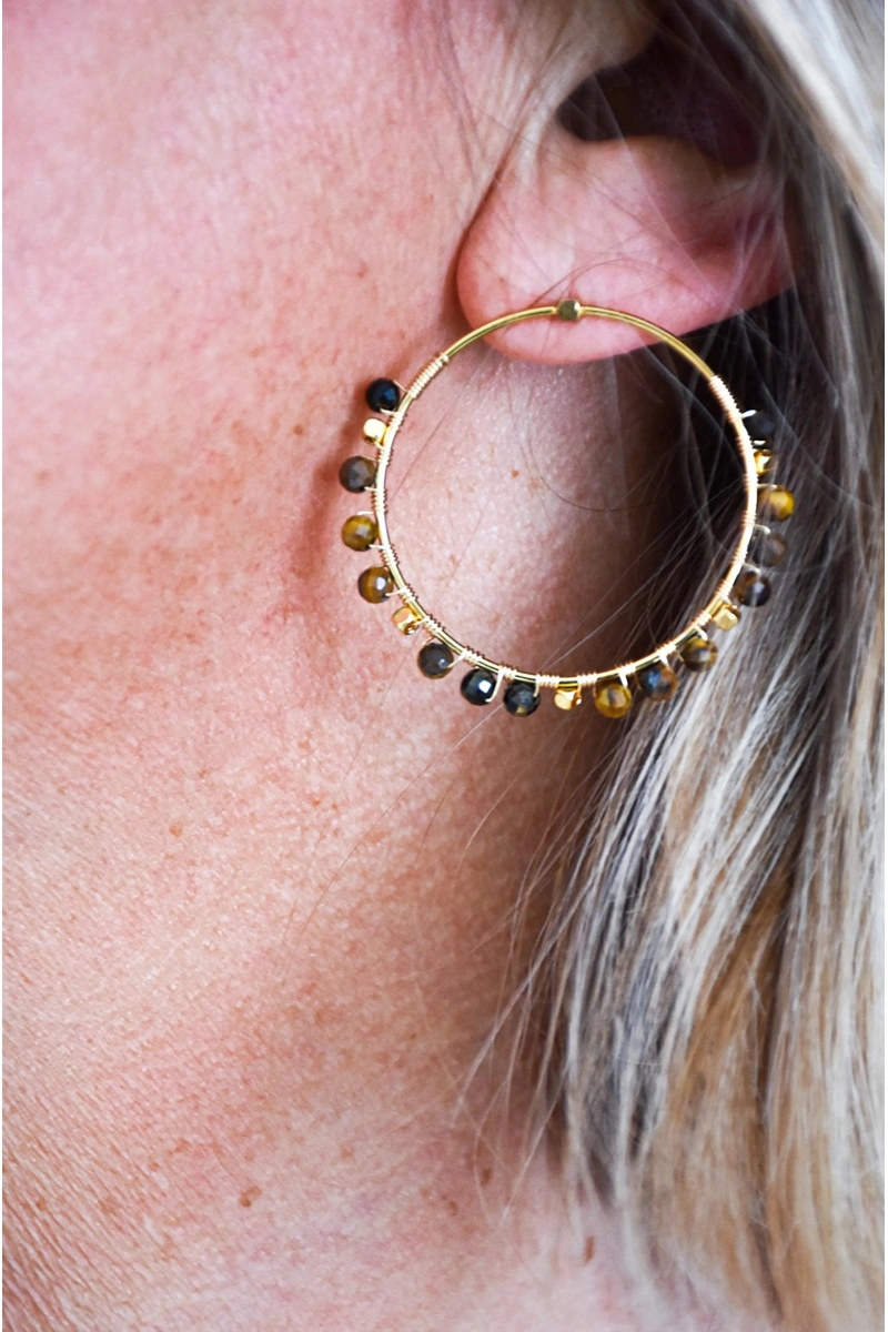 DOLVIKA MARRON DORE BOUCLES D'OREILLES