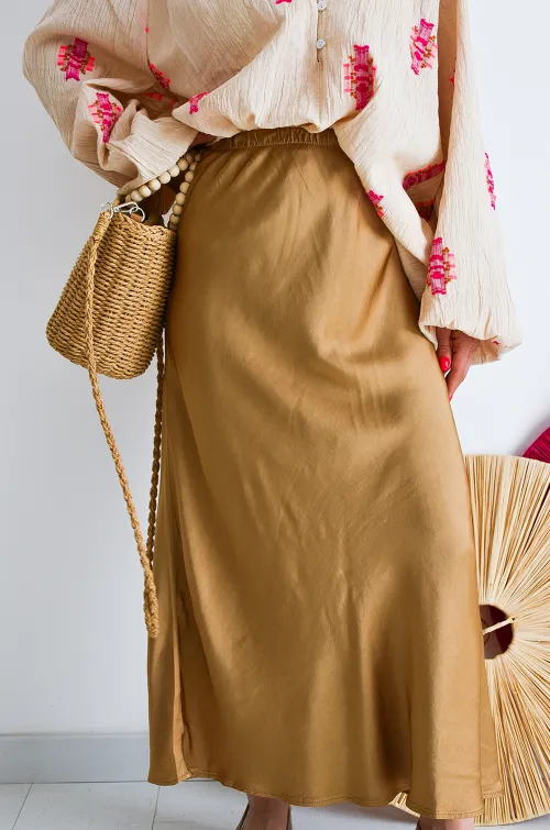 Jupe Satinée Beige SELENA