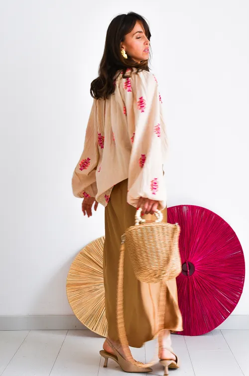 Jupe Satinée Beige SELENA