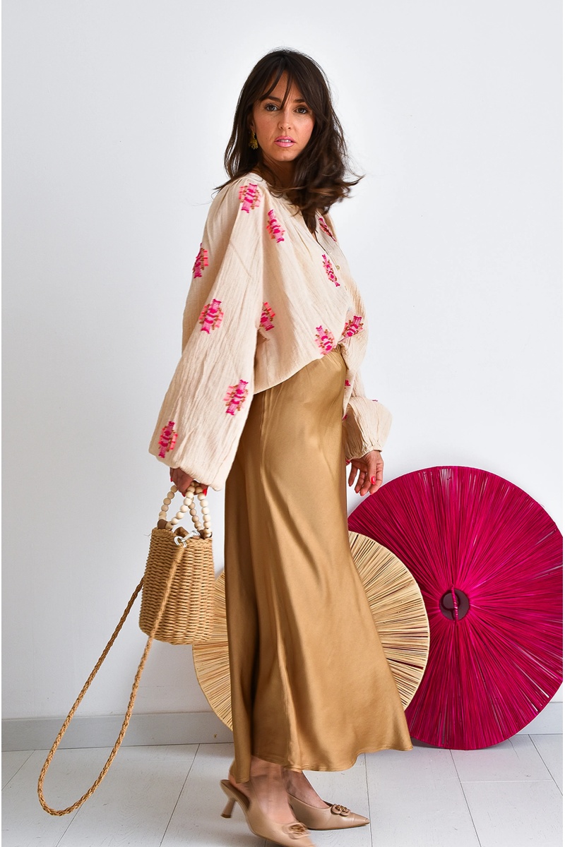 Jupe Satinée Beige SELENA 2