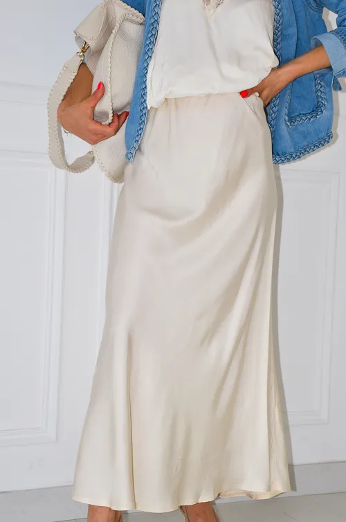 SELENA Ecru Satin Skirt