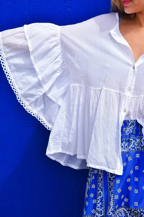 Haut Volants Blanc CLARA