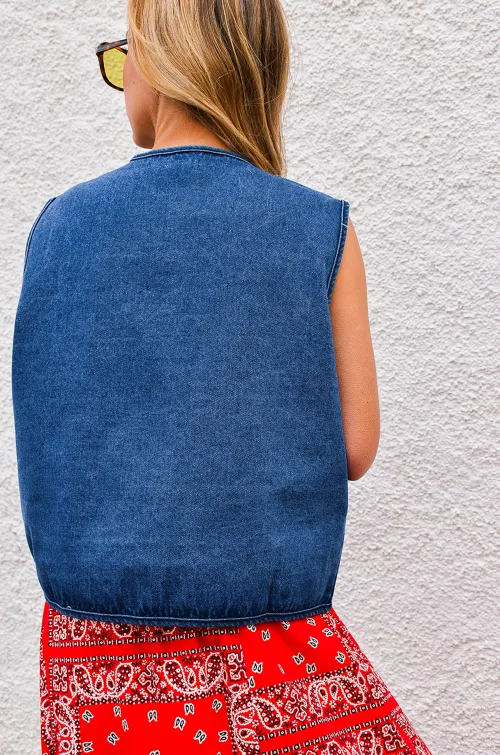 SARL CLOTHE TWO COEUR DENIM GILET FEMME