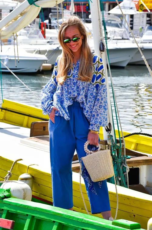 Pantalon Carotte Bleu MILOU