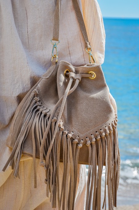 evelyn ashley FRANGE MASTIC SACS CUIR
