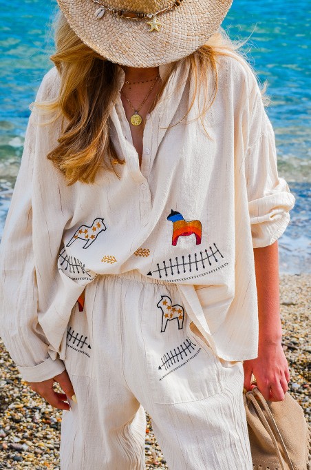johanna toutoun LICRON CREME BLOUSE