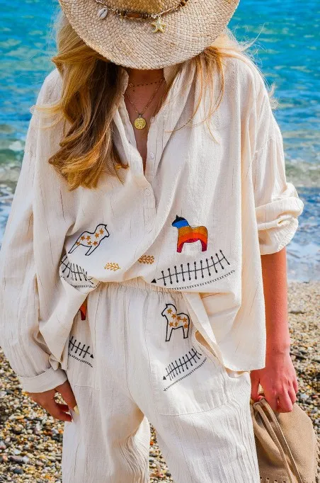 johanna toutoun LICRON CREME BLOUSE