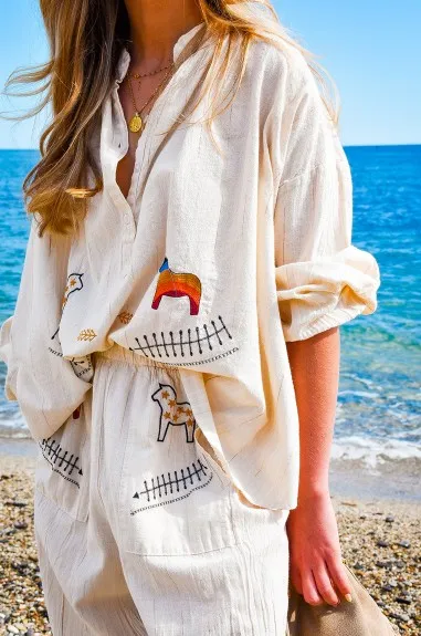 johanna toutoun LICRON CREME BLOUSE