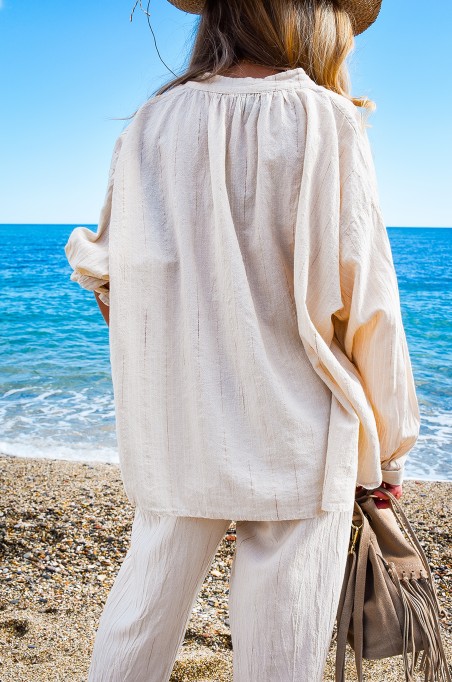 johanna toutoun LICRON CREME BLOUSE