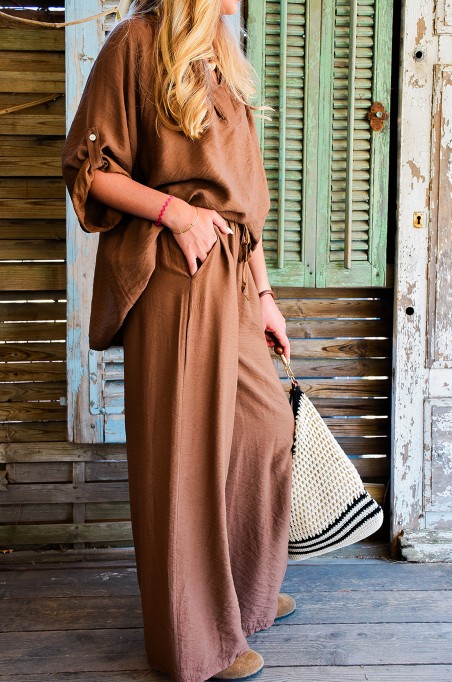 YASMIN CLOSET UNI CHOCO BLOUSE