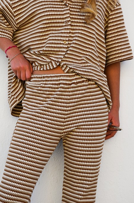 Pantalon Rayé Camel ELISA